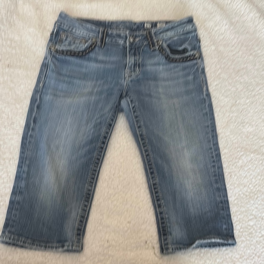 Miss Me Y2K Light Blue Denim Cropped Bermuda Shorts